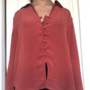 Forever 21 formal long sleeve (dark orange ish) button up